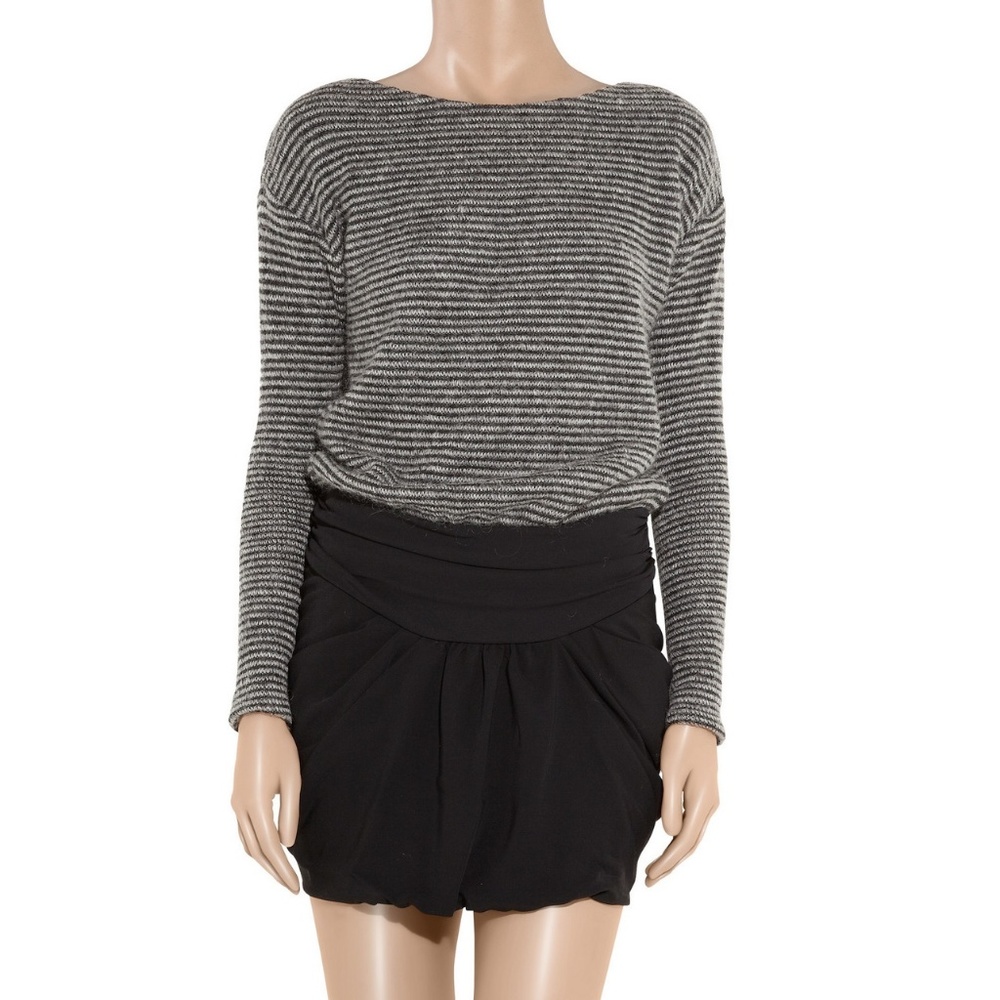 Jay Ahr Mohair Twill Knit Dress Gray Black Mini L